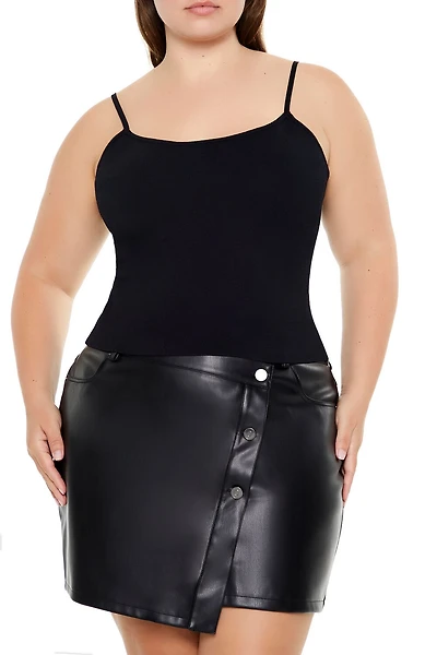 Plus Lace-Up Sweater-Knit Cami