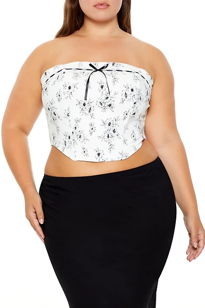 Plus Size Floral Print Tube Top