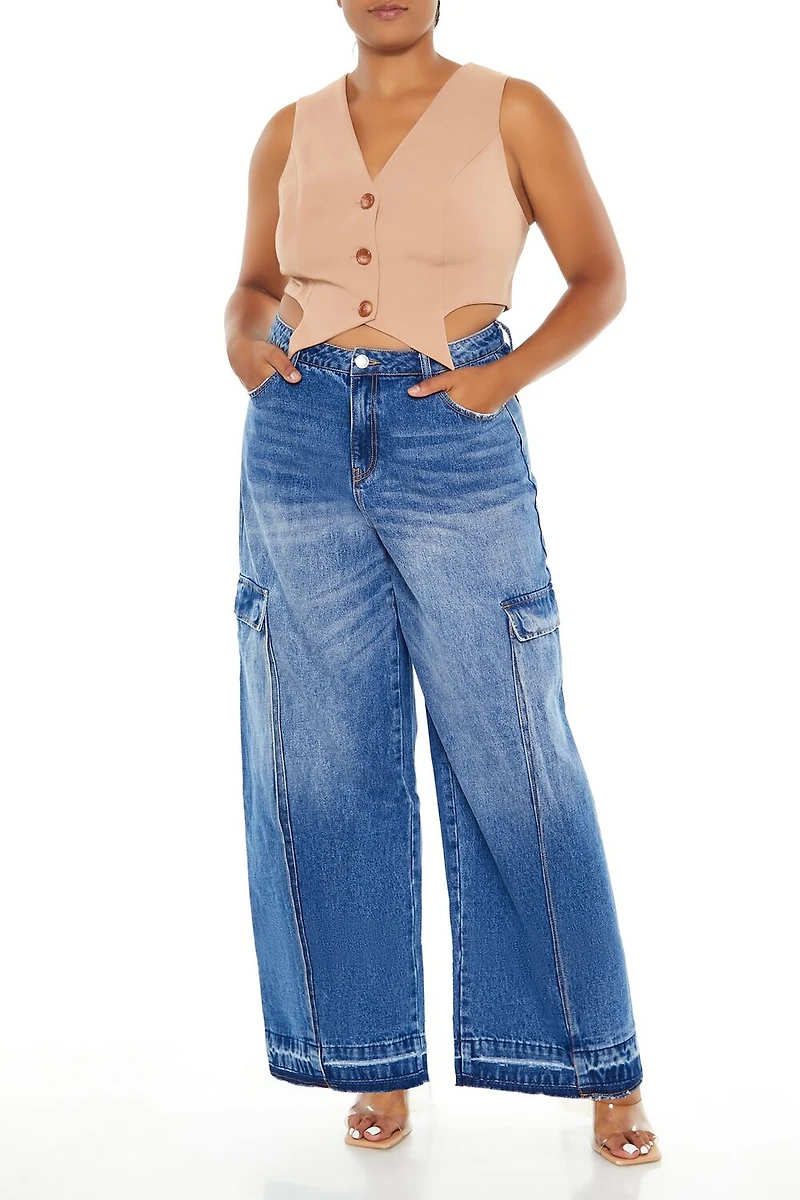 Plus Size Wide-Leg Cargo Jeans