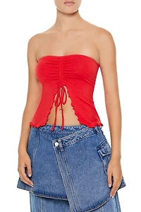 Lettuce-Edge Split-Hem Tube Top