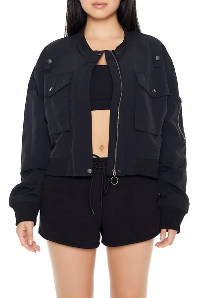 Zip-Up Cargo Bomber Jacket