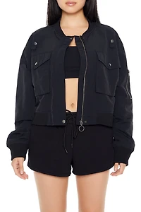 Zip-Up Cargo Bomber Jacket