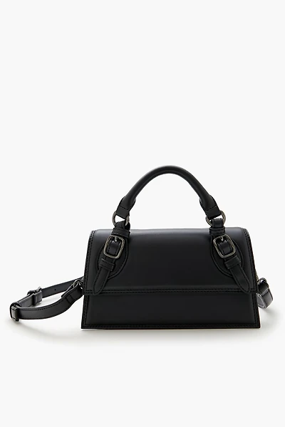 Buckled Faux Leather Crossbody Bag