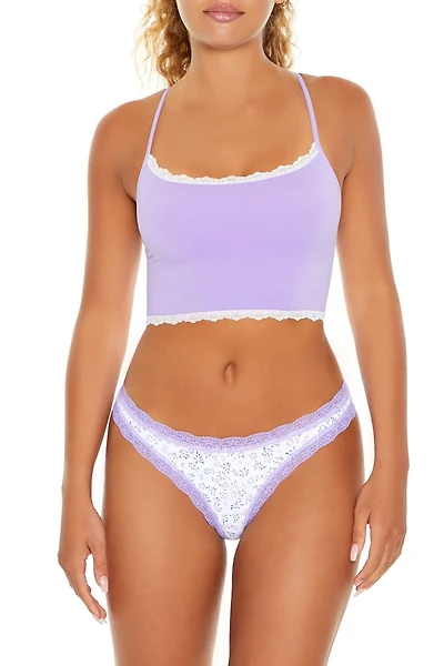 Seamless Floral Print Thong Panties