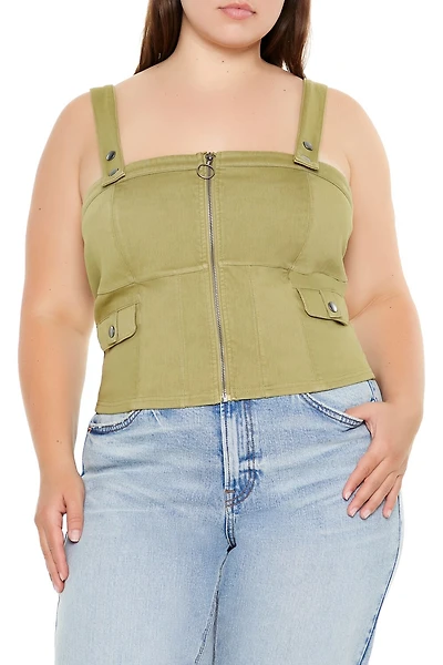 Plus Zip-Up Crop Top