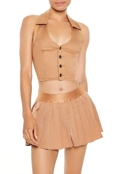 Twill Halter Crop Top