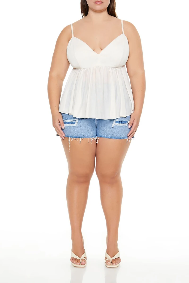 Plus Sheer Mesh Flounce Cami