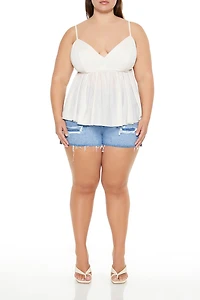 Plus Sheer Mesh Flounce Cami