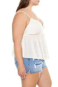 Plus Sheer Mesh Flounce Cami