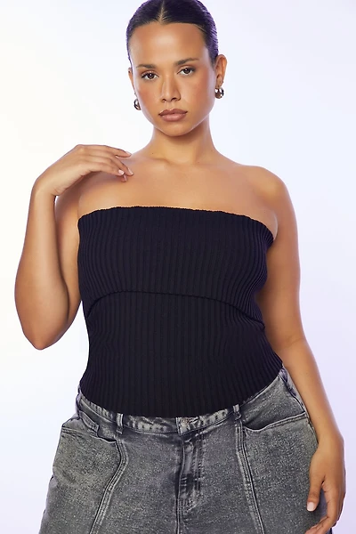 Ribbed Sweater-Knit Tube Top