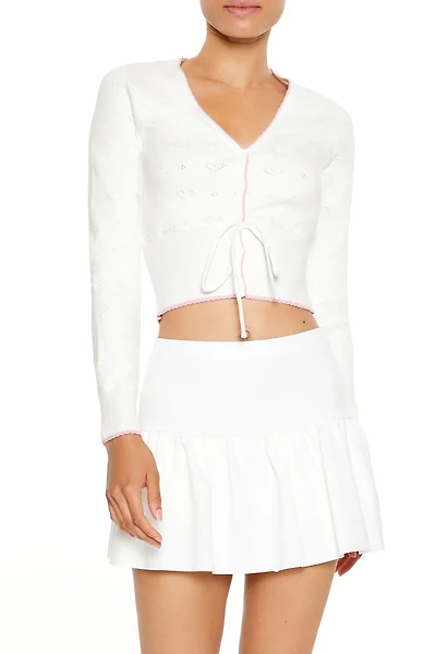 Pointelle Knit Cardigan Sweater