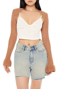 Trumpet-Sleeve Shrug Sweater