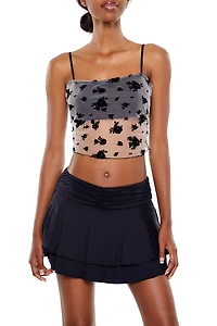 Flocked Floral Cropped Cami