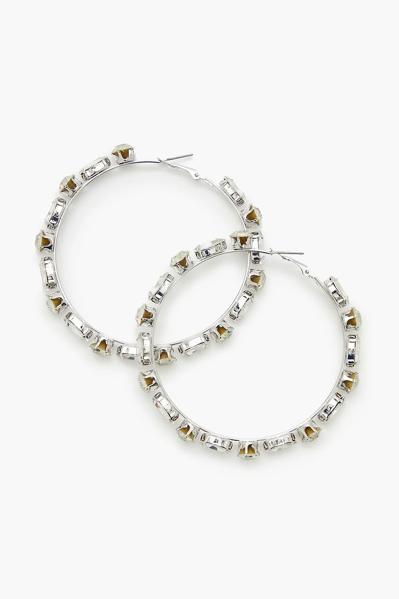 Faux Gem Hoop Earrings
