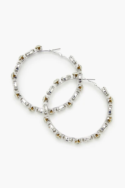 Faux Gem Hoop Earrings