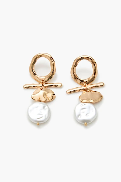 Geo Faux Pearl Drop Earrings