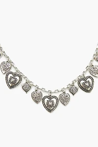 Etched Heart Charm Necklace