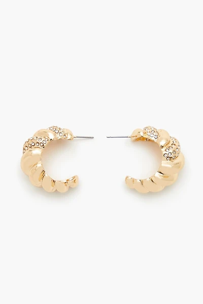 Twisted Rhinestone Hoop Earrings