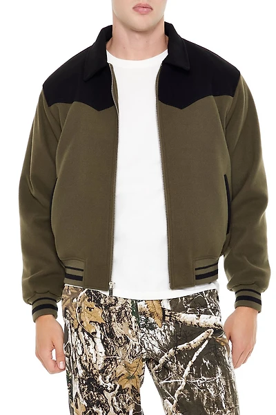 Colorblock Zip-Up Bomber Jacket