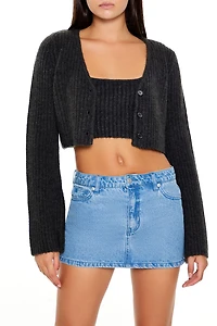 Chenille Sweater Crop Top & Cardigan