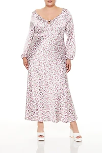 Plus Satin Floral Maxi Dress