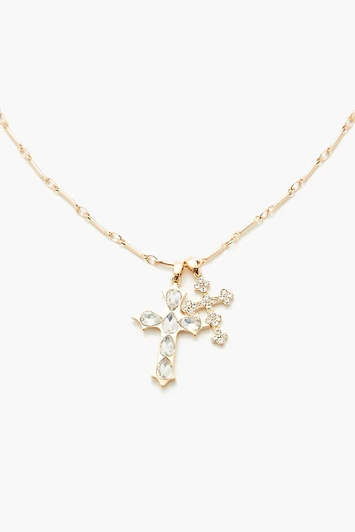 Rhinestone Cross Charm Necklace