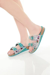 Dual-Strap Rhinestone Sandals