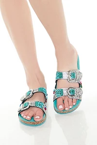 Dual-Strap Rhinestone Sandals