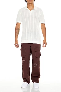 Distressed Mid-Rise Cargo Jeans
