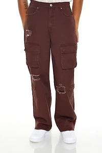 Distressed Mid-Rise Cargo Jeans