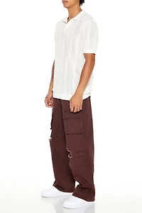 Distressed Mid-Rise Cargo Jeans