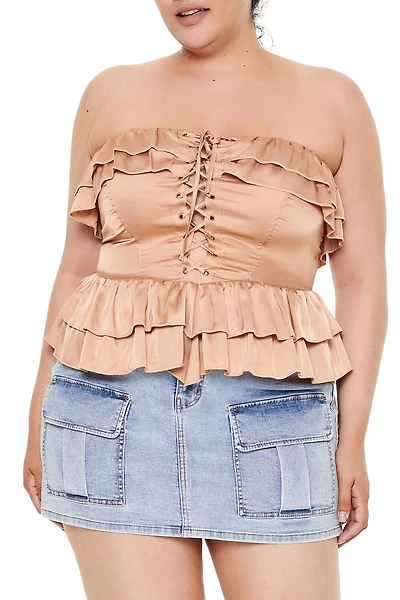 Plus Size Strapless Peplum Top