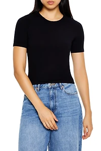 Cropped Seamless Ribbed Tee