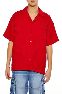 Waffle Knit Cuban Collar Shirt
