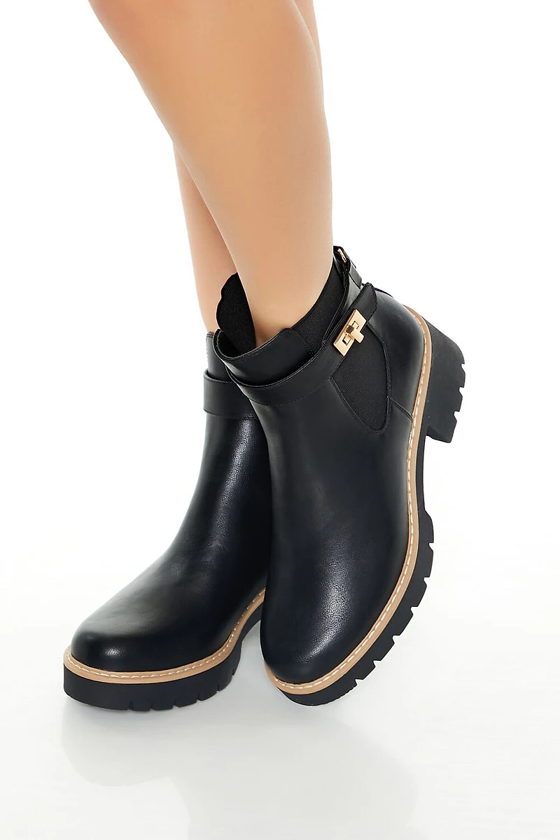 Buckled Two-Tone Chelsea Booties