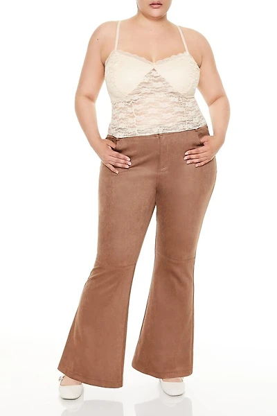 Plus Faux Suede Flare Pants