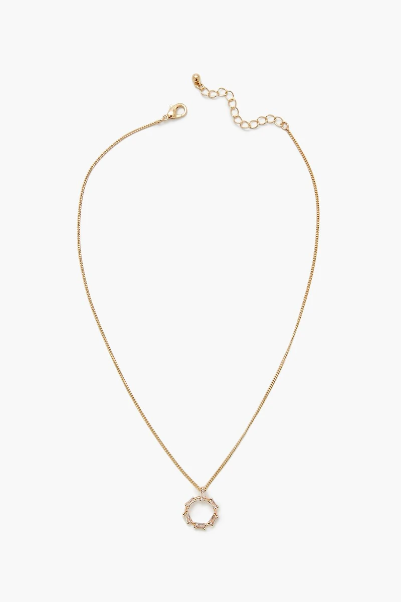 Faux Gem Hoop Charm Necklace