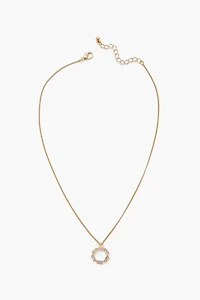 Faux Gem Hoop Charm Necklace