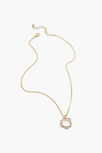 Faux Gem Hoop Charm Necklace