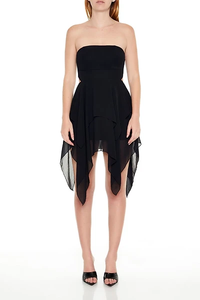 Handkerchief Strapless Mini Dress