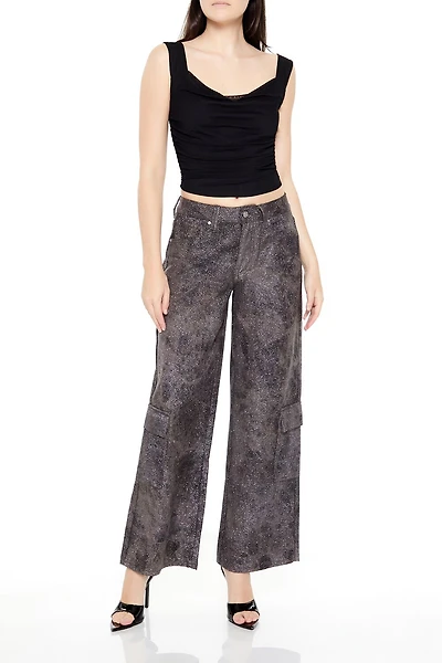 Rhinestone Mid-Rise Cargo Pants