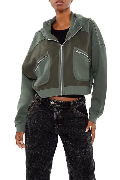 Fleece Colorblock Zip-Up Hoodie