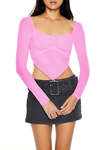 Mesh Long-Sleeve Crop Top