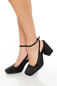 Rhinestone Faux Leather Pumps