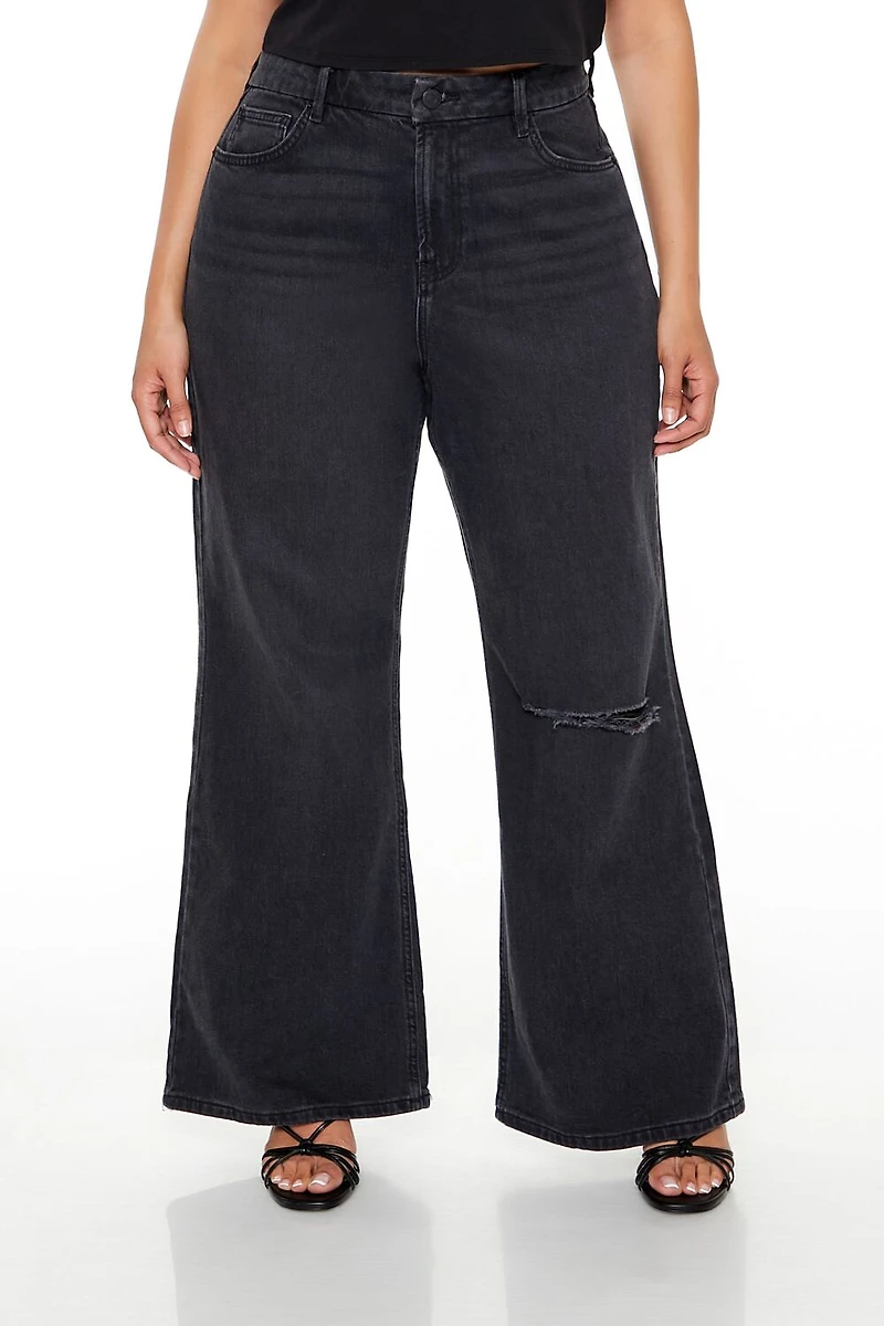 Plus Destroyed High-Rise Jeans