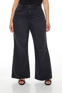 Plus Destroyed High-Rise Jeans