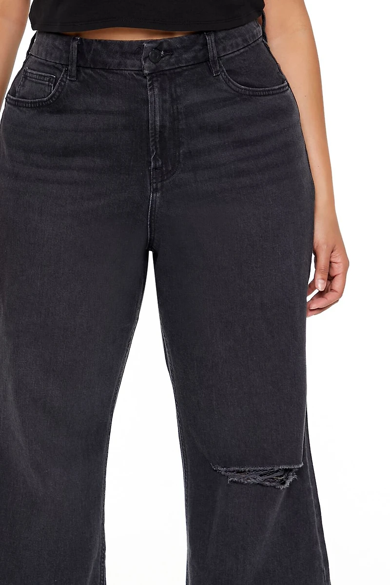Plus Destroyed High-Rise Jeans