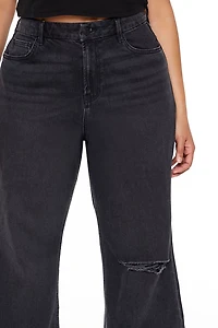Plus Destroyed High-Rise Jeans