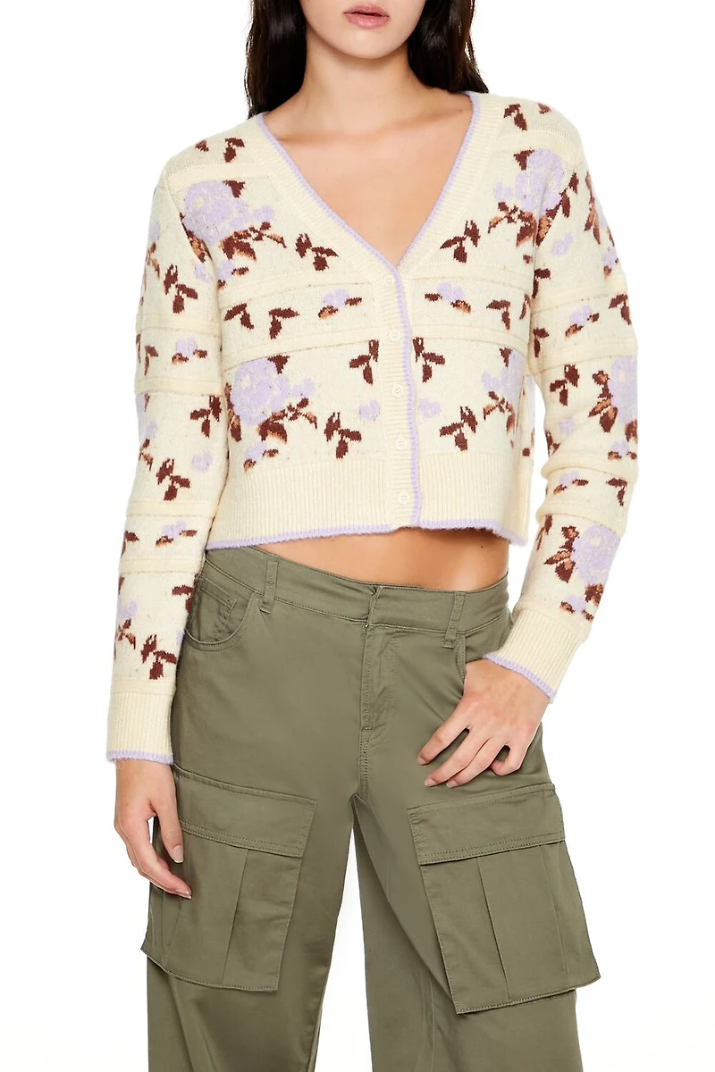 Floral Print Cardigan Sweater