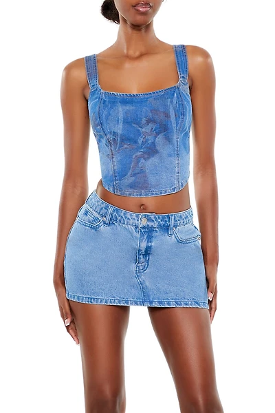 Angel Denim Bustier Crop Top